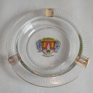 Vintage Glass Ashtray Coat of Arms German City of Salzgitter